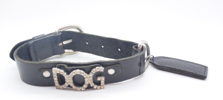 Hundehalsband DOG Leder schwarz-0